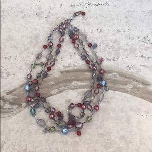 Talbots beaded 3 strand necklace